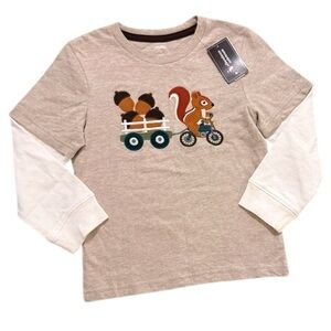 Gymboree 4T Squirrel Acorn Embroidered Long Sleeve Tee Deadstock NWT